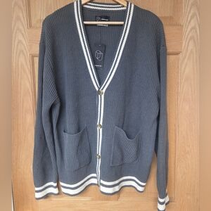 Original Use Gray Cardigan with White Size Small